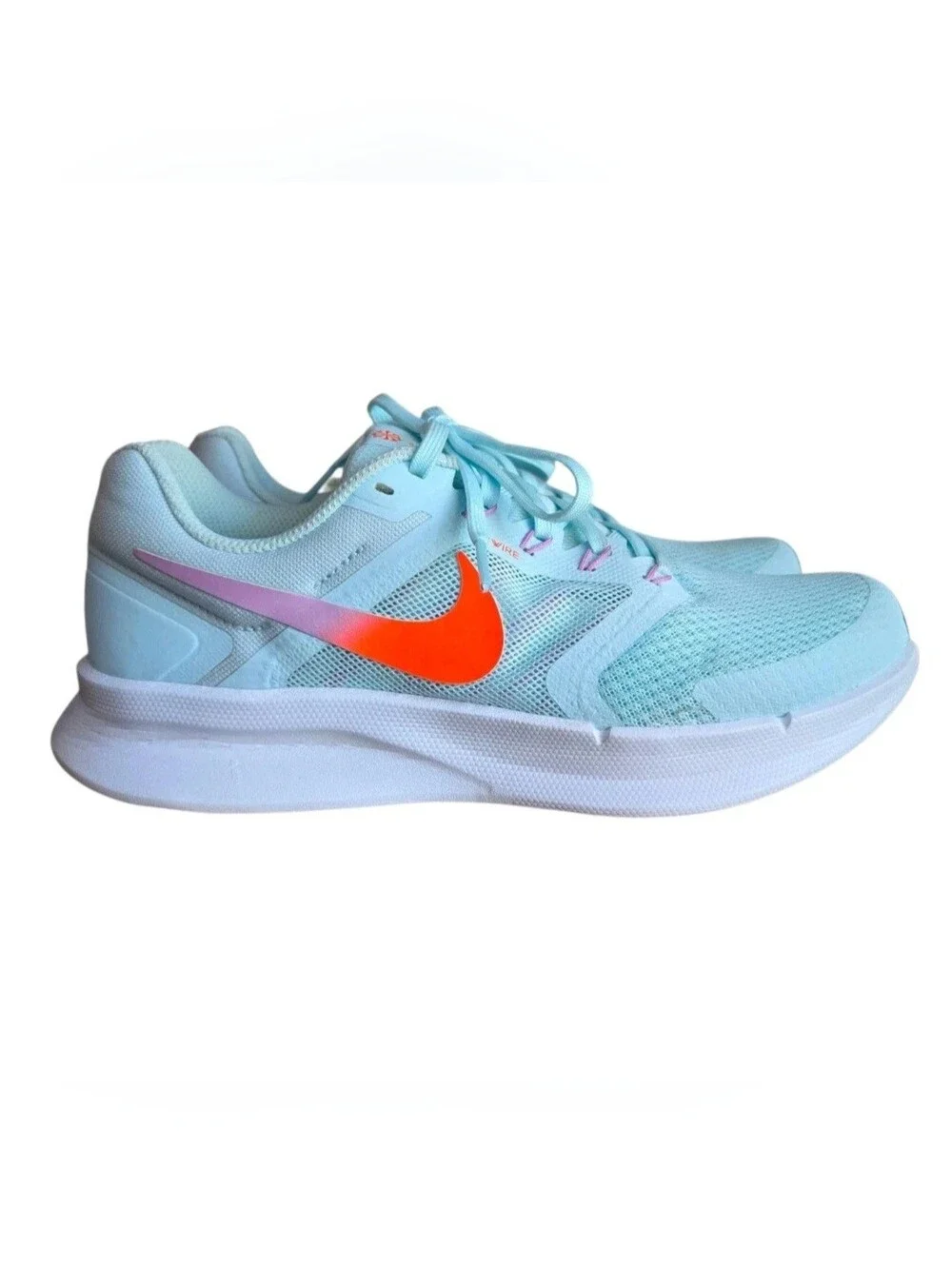 Nike Women's Light Blue Running Shoes with Orange Swoosh - Picture 2 of 7